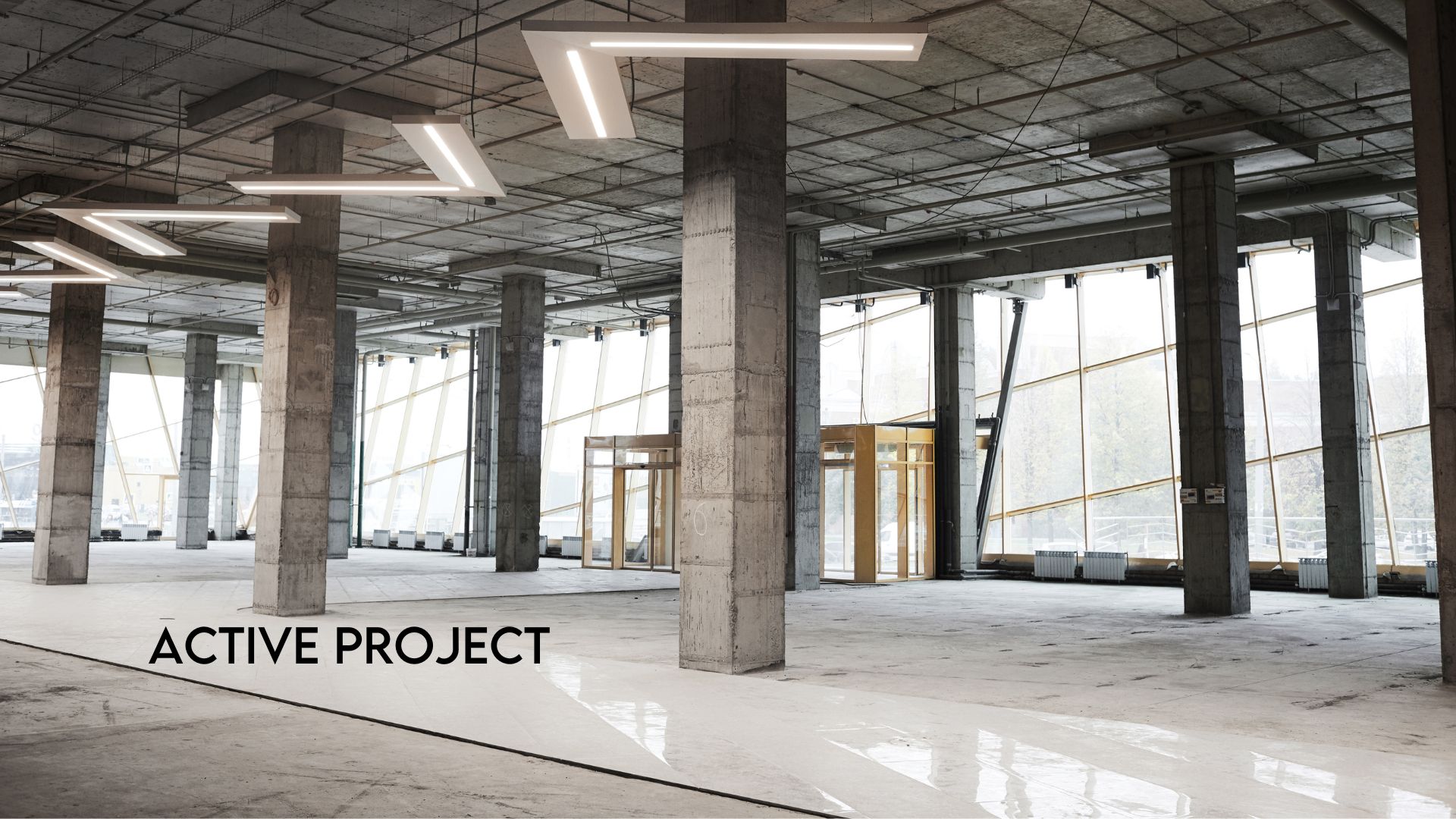 Modernised industrial interior with new lighting at LINK Industrial, Doral